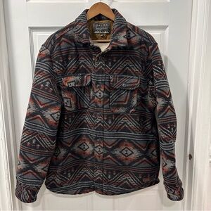 Jachs New York Sherpa Lined Wool Jacket Men’s Size Lg Aztec Print Southwestern